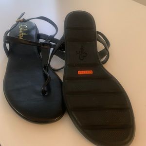 Cole Hahn flat Nike air patent leather sandal